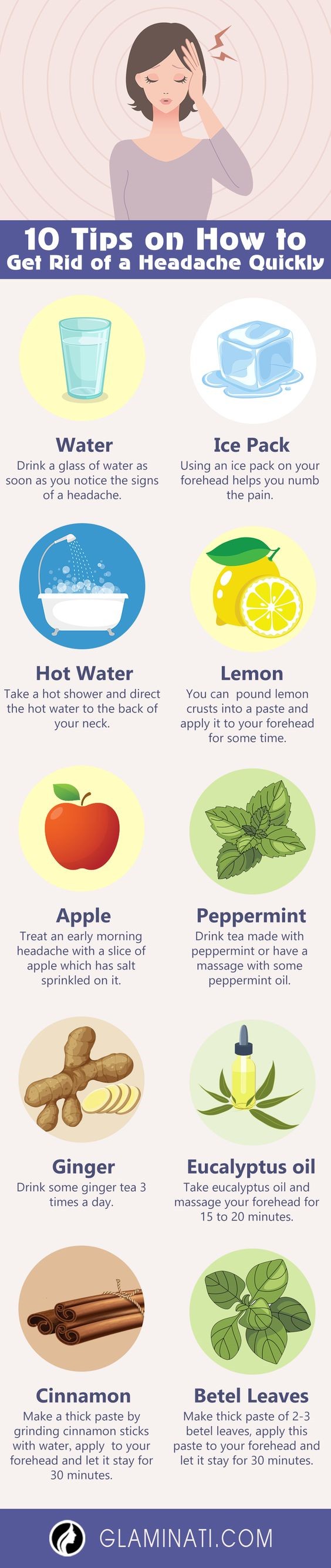 10 Tips On How To Get Rid Of A Headache Quickly Infographic 