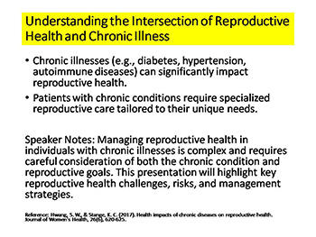 Sexual and Reproductive Health: Reproductive Health and Chronic Illness